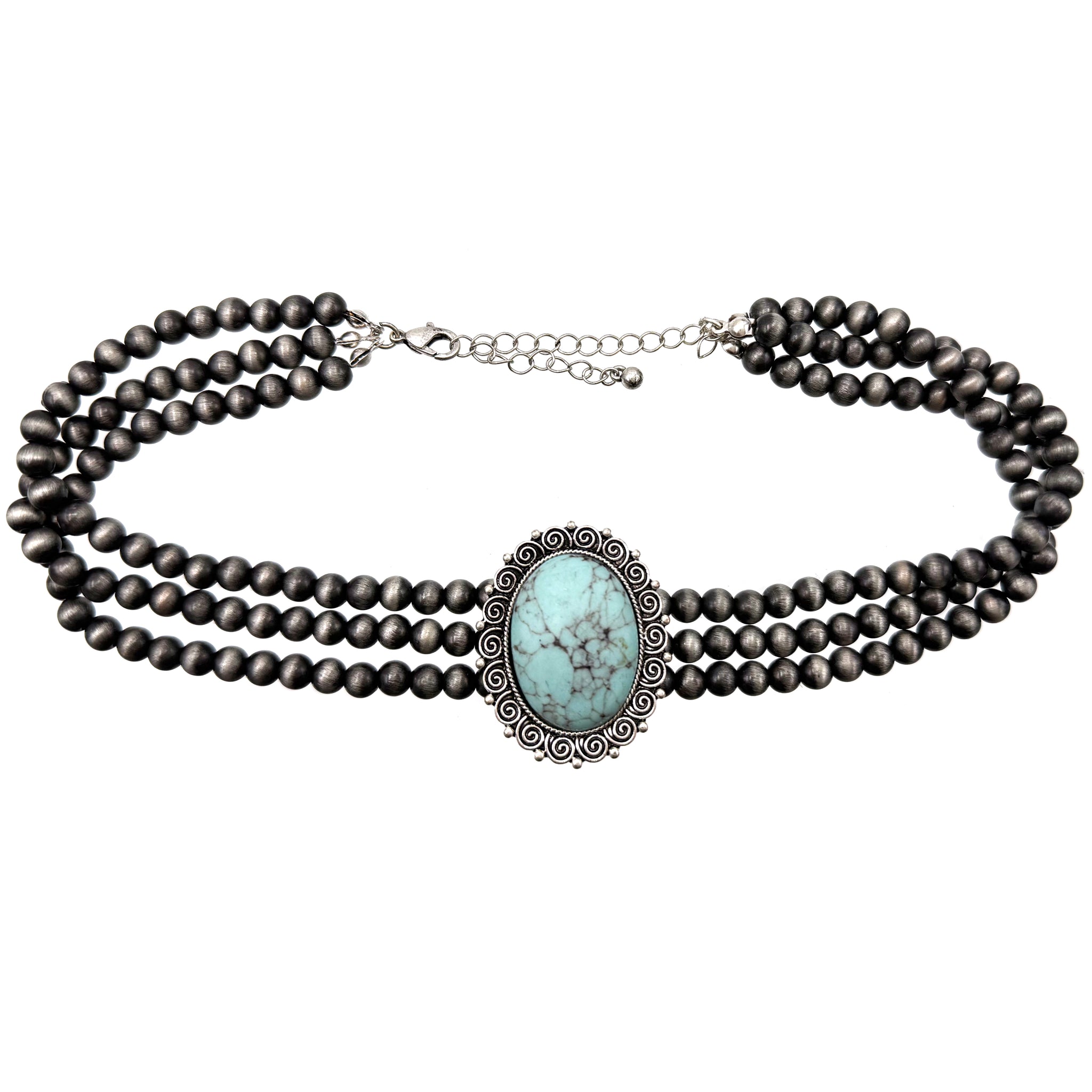Bohemian Western Oval Turquoise Choker Necklace