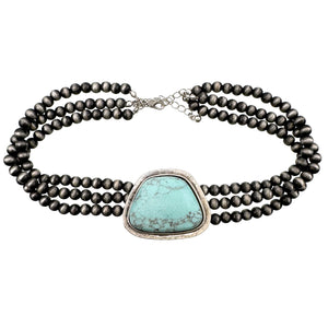 Bohemian Western Stone Turquoise Choker Necklace