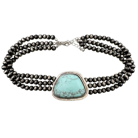 Bohemian Western Stone Turquoise Choker Necklace