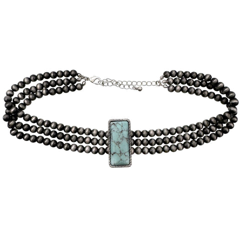 Bohemian Western Bar Turquoise Choker Necklace