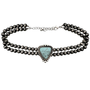 Bohemian Western Trillion Turquoise Choker Necklace