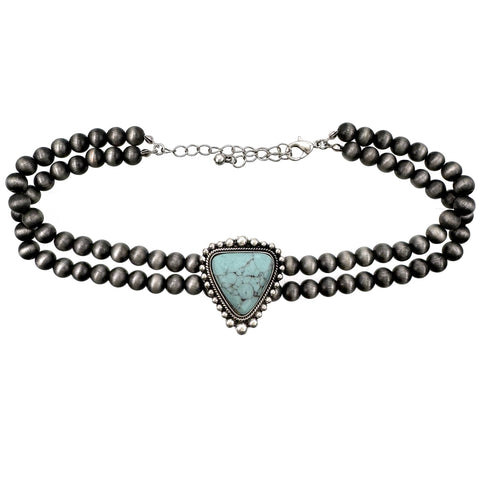 Bohemian Western Trillion Turquoise Choker Necklace