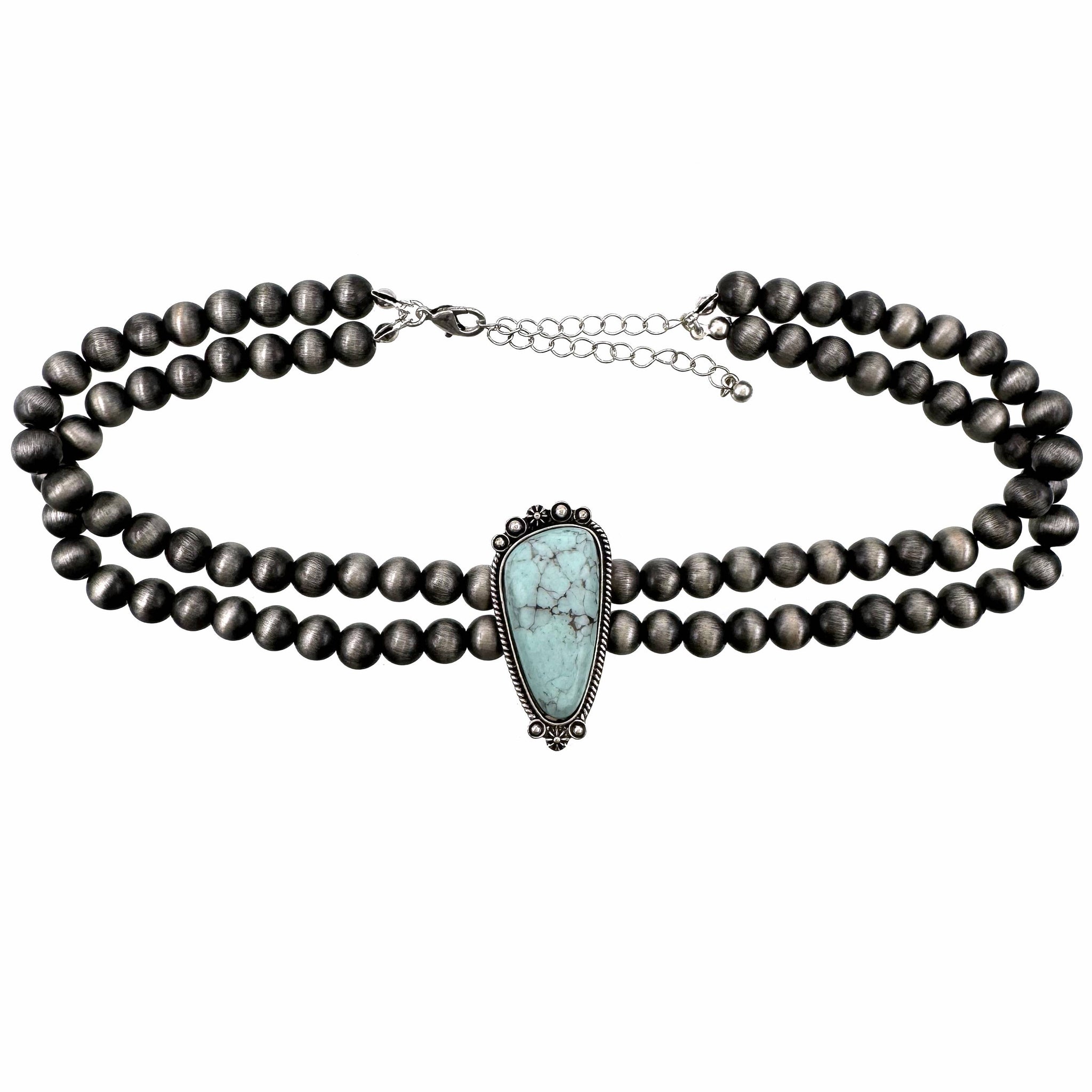 Bohemian Western Stone Turquoise Choker Necklace