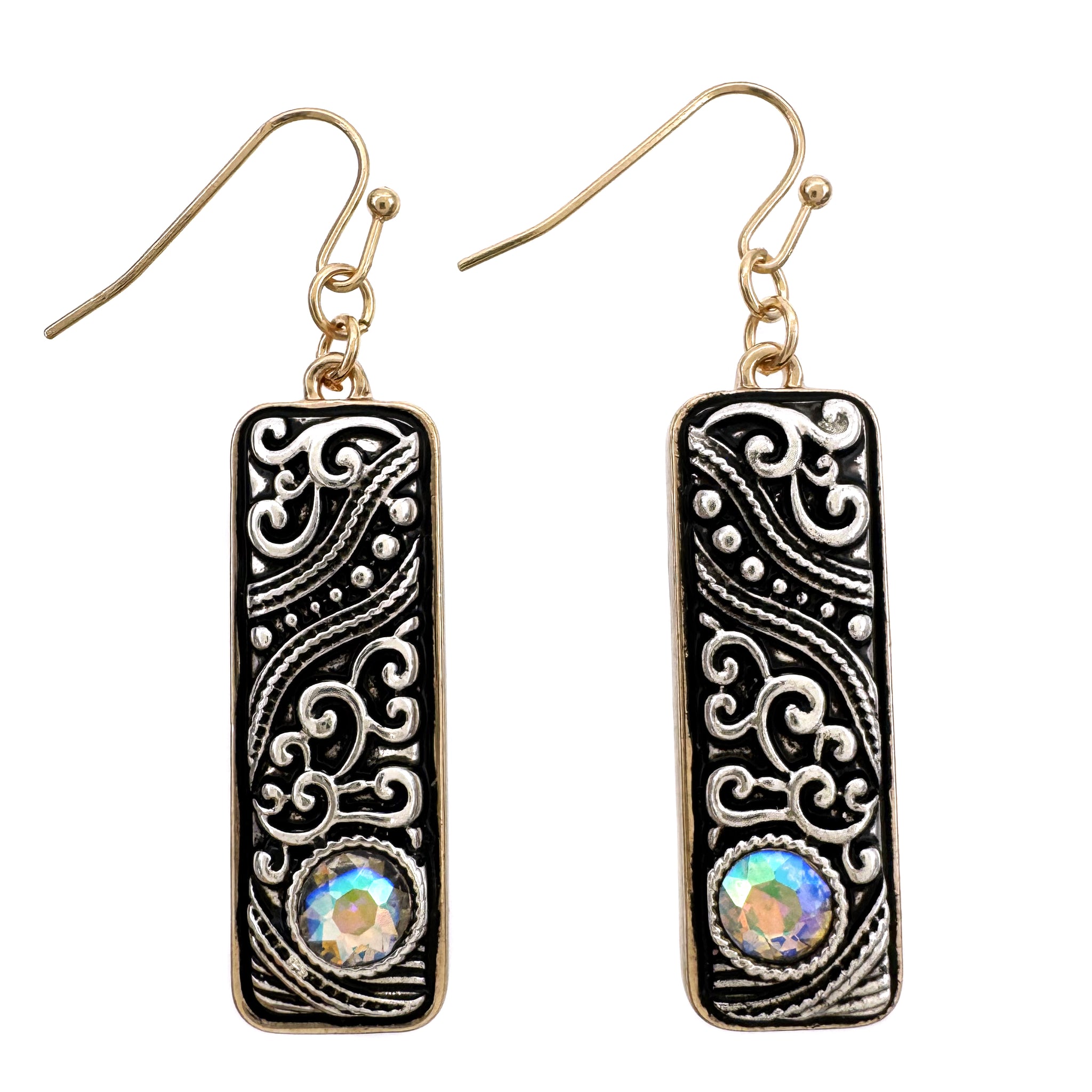 Western Filigree Silver AB Earrings