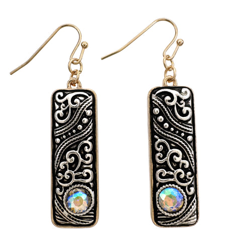 Western Filigree Silver AB Earrings