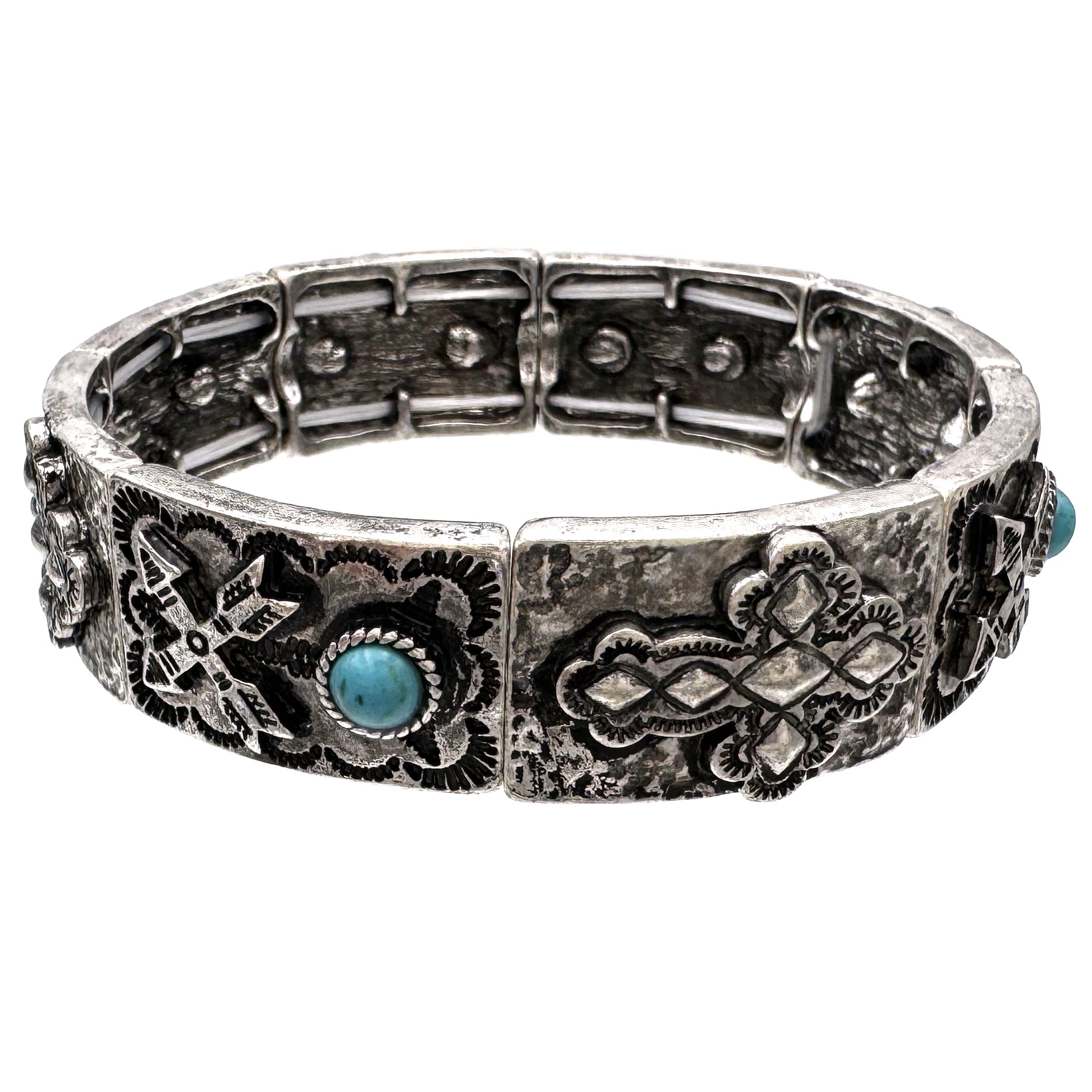 Cross and Arrows Metal Stretch Bracelet