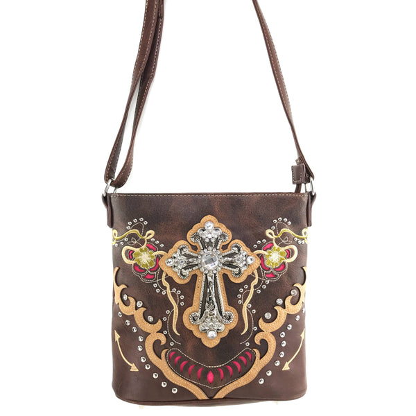 Daisy Floral Embroidery Cross Crossbody Purse