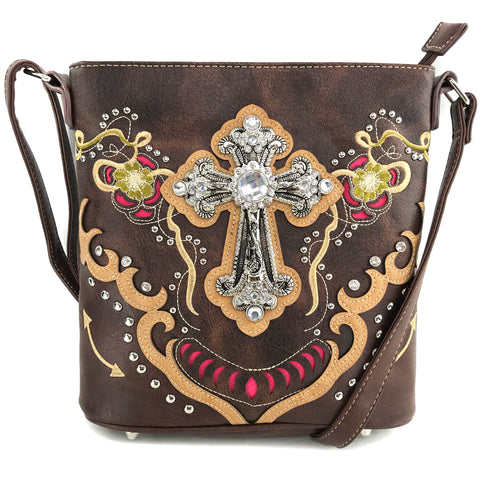 Daisy Floral Embroidery Cross Crossbody Purse
