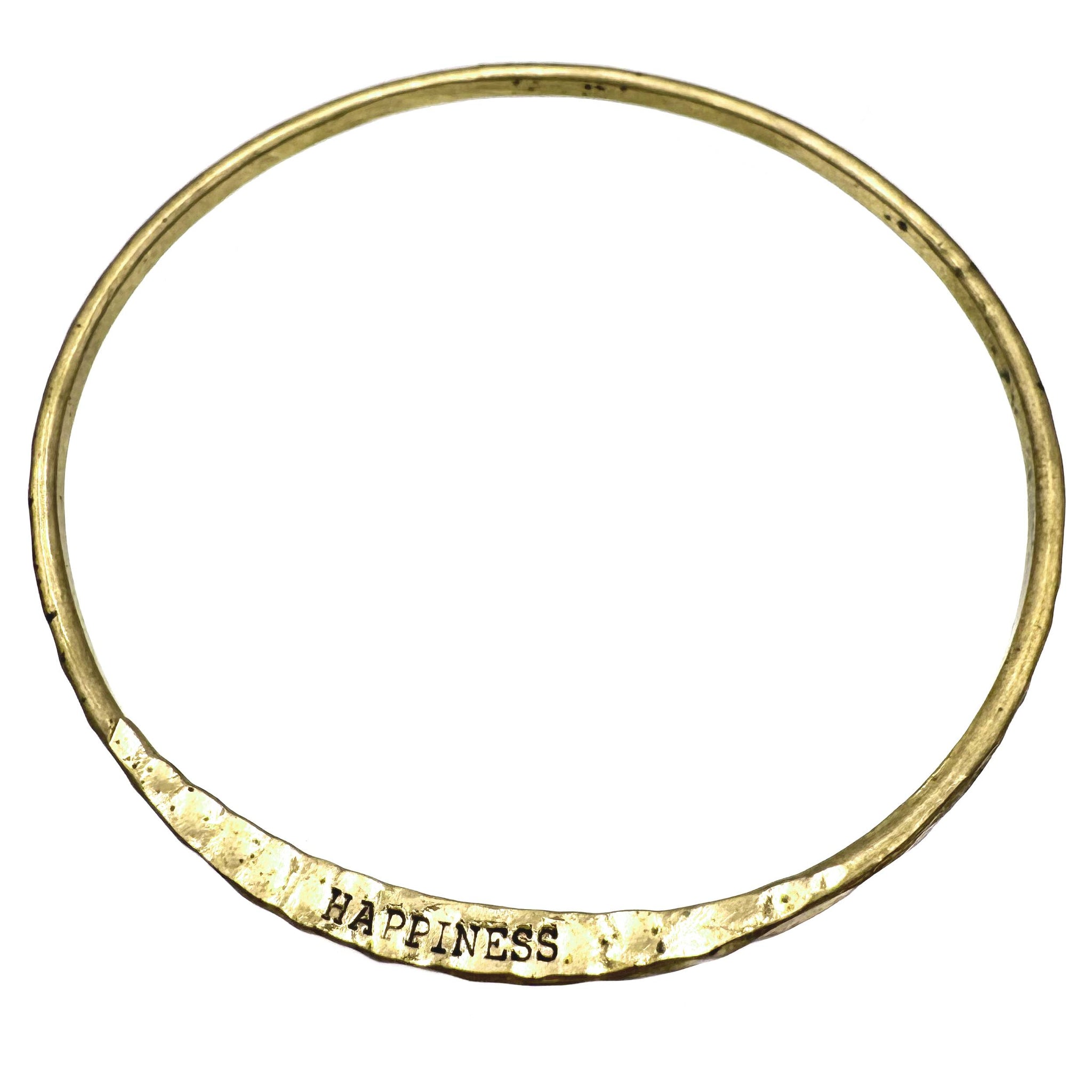 Engraved Happiness Inspirational Message Wrist Bangle