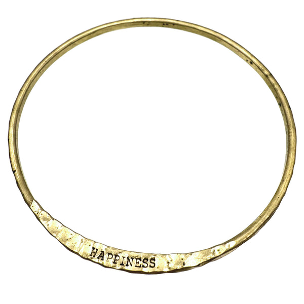 Engraved Happiness Inspirational Message Wrist Bangle