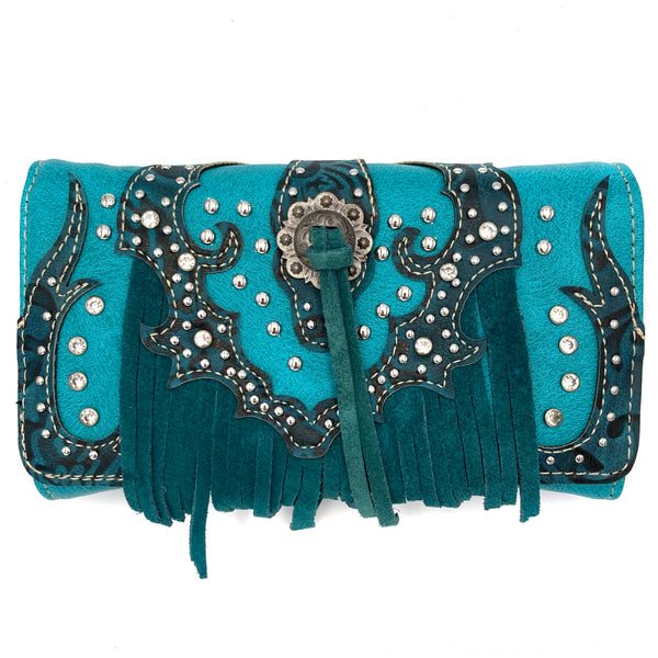 Lace Fringe Trifold Crossbody Wallet