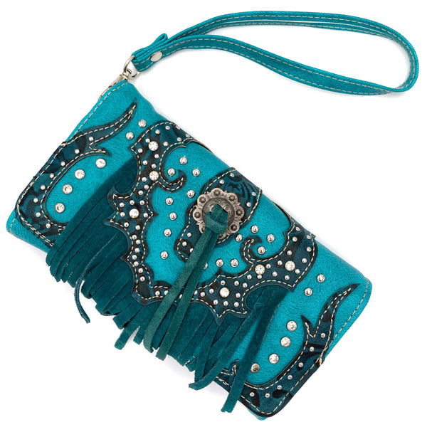 Lace Fringe Trifold Crossbody Wallet