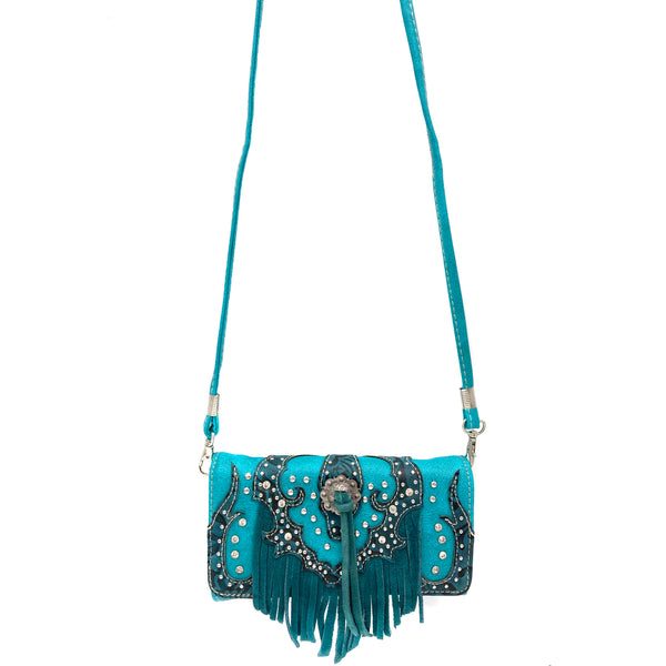 Lace Fringe Trifold Crossbody Wallet