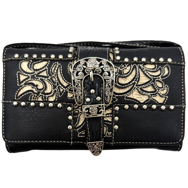 Western Cross Design Studded Wallet