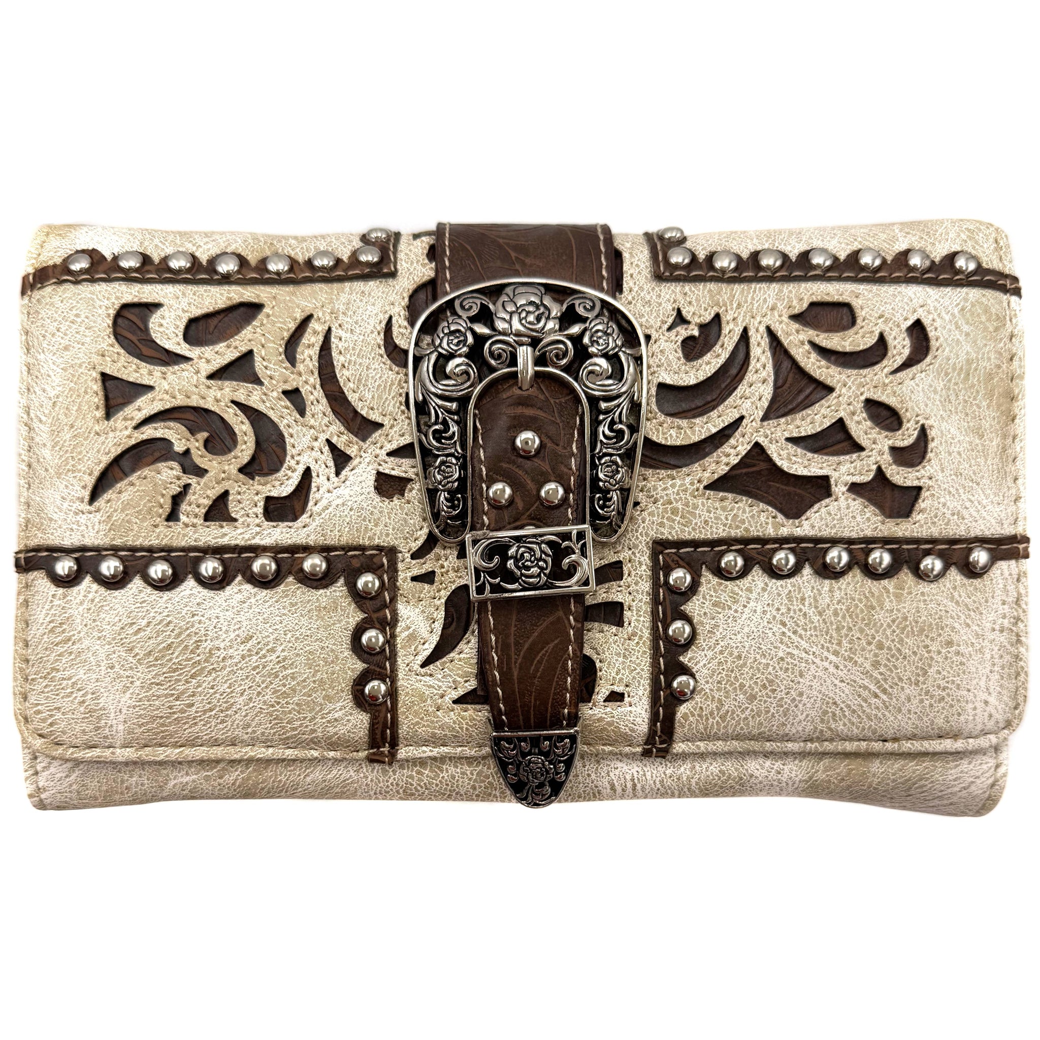 Western Cross Design Studded Wallet