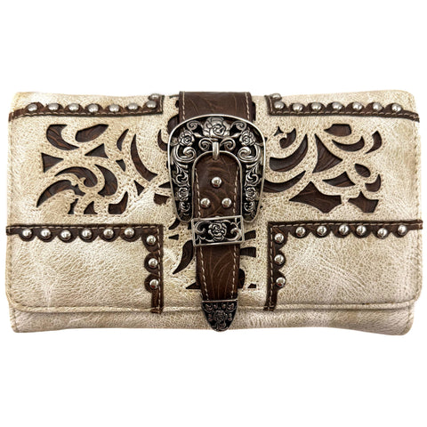 Western Cross Design Studded Wallet
