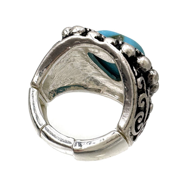 Turquoise Heart Silver Stretch Ring