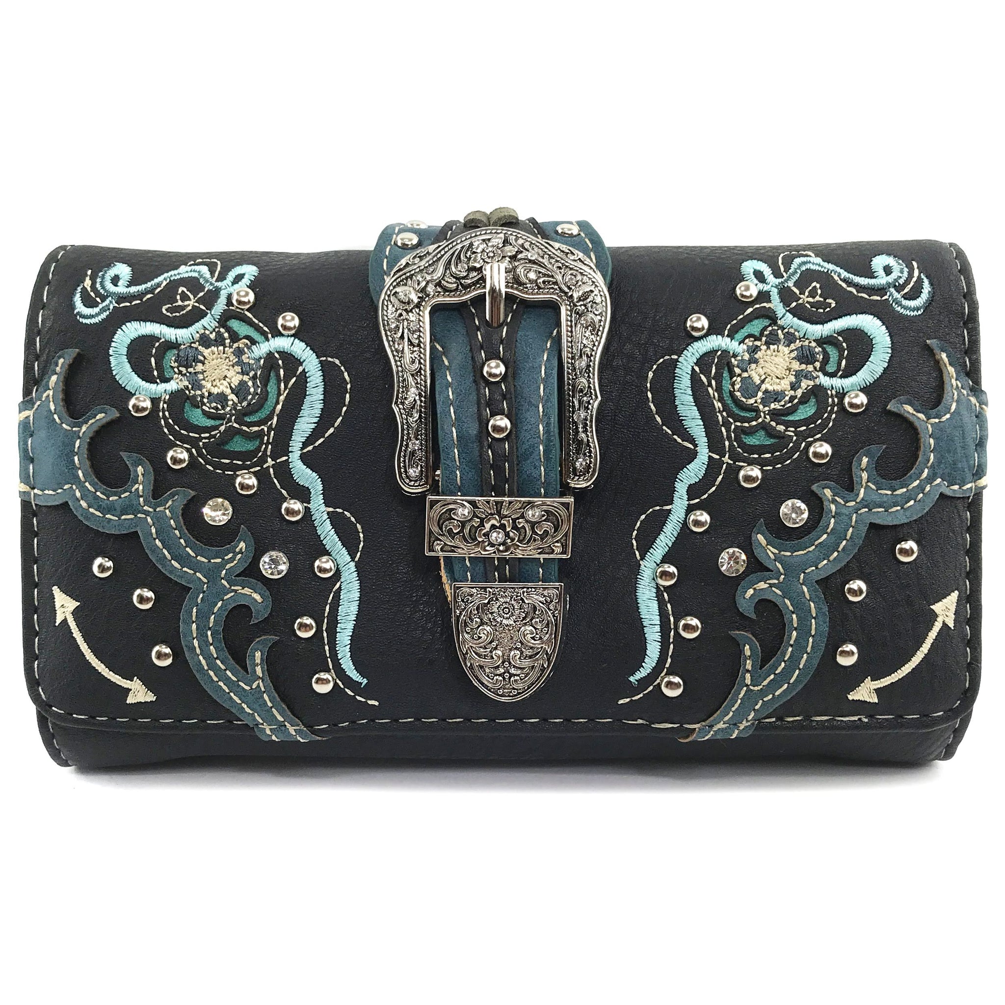 Daisy Floral Embroidery Buckle Wallet