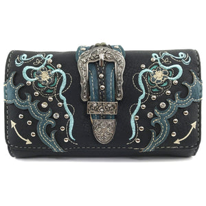 Daisy Floral Embroidery Buckle Wallet