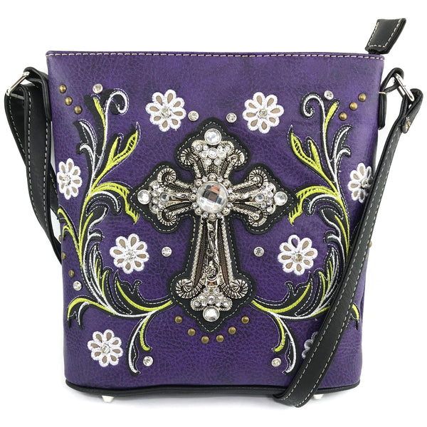 Cross Flower Blossom Western Crossbody Purse
