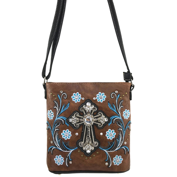Cross Flower Blossom Western Crossbody Purse