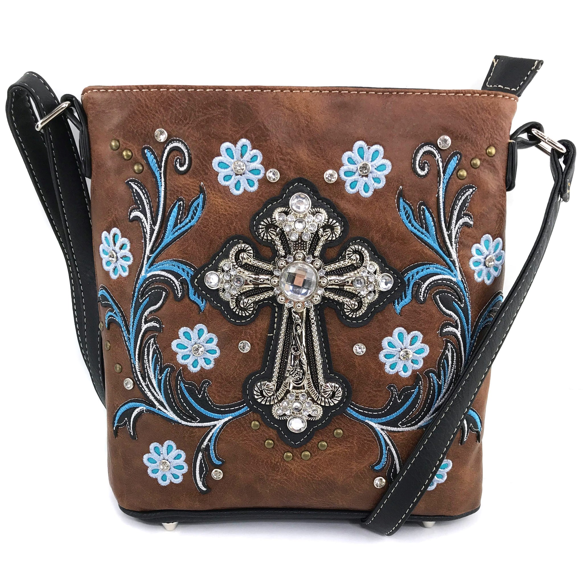 Cross Flower Blossom Western Crossbody Purse