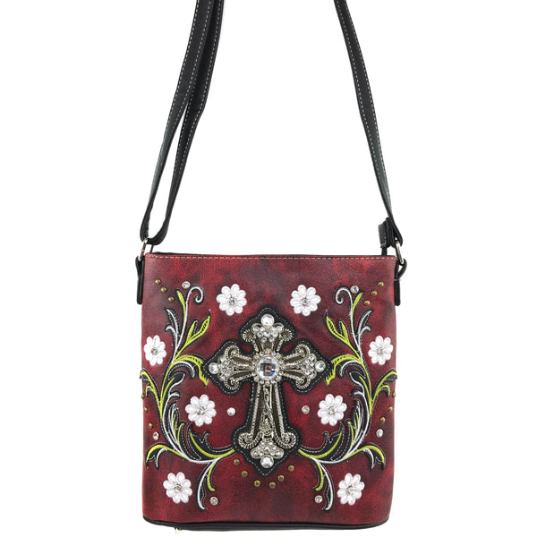 Cross Flower Blossom Western Crossbody Purse