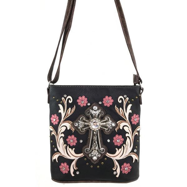 Cross Flower Blossom Western Crossbody Purse