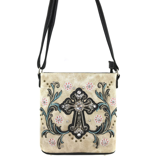 Cross Flower Blossom Western Crossbody Purse