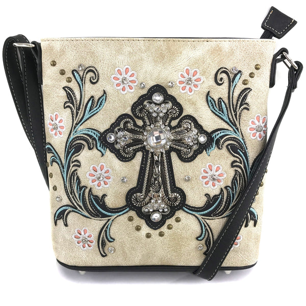Cross Flower Blossom Western Crossbody Purse