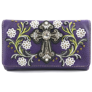 Cross Flower Blossom Western Wallet