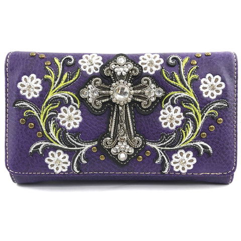 Cross Flower Blossom Western Wallet