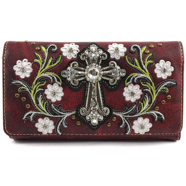 Cross Flower Blossom Western Wallet
