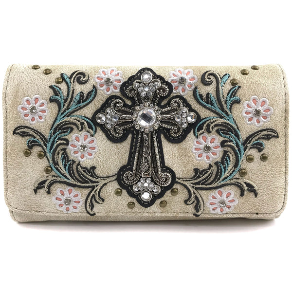 Cross Flower Blossom Western Wallet