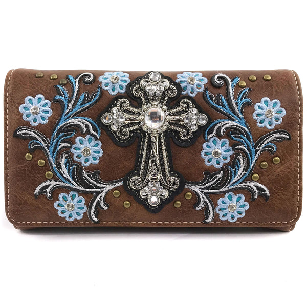 Cross Flower Blossom Western Wallet