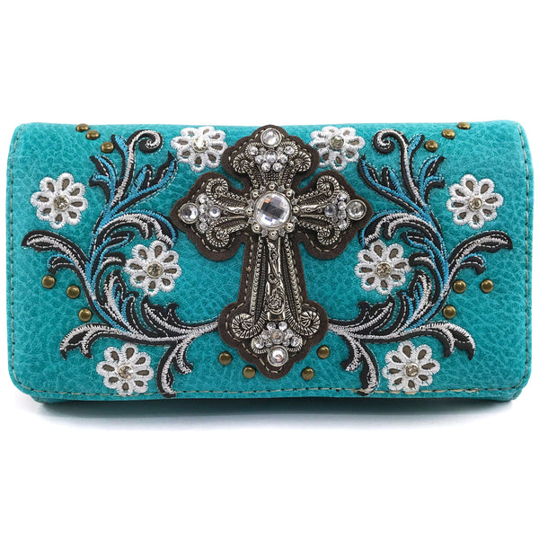 Cross Flower Blossom Western Wallet