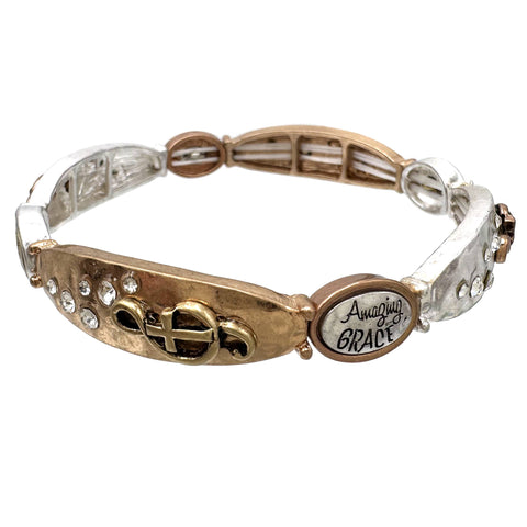 Amazing Grace Cross Charms Bracelet