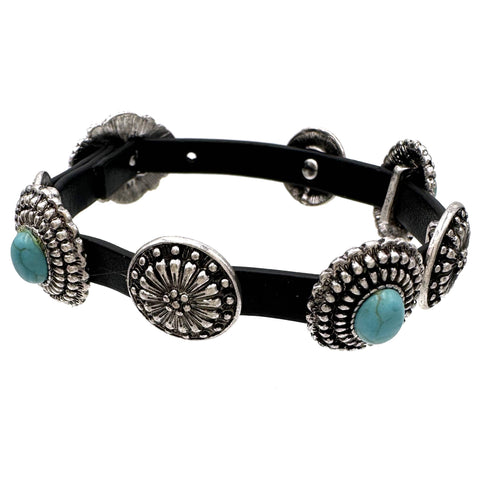 Turquoise Western Concho Belt Style Bracelet