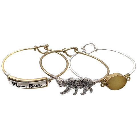 Mama Bear Three Wired Bangle Bracelet