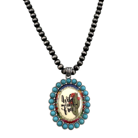 Wild and Free Cabochon Ornament Navajo Bead Necklace