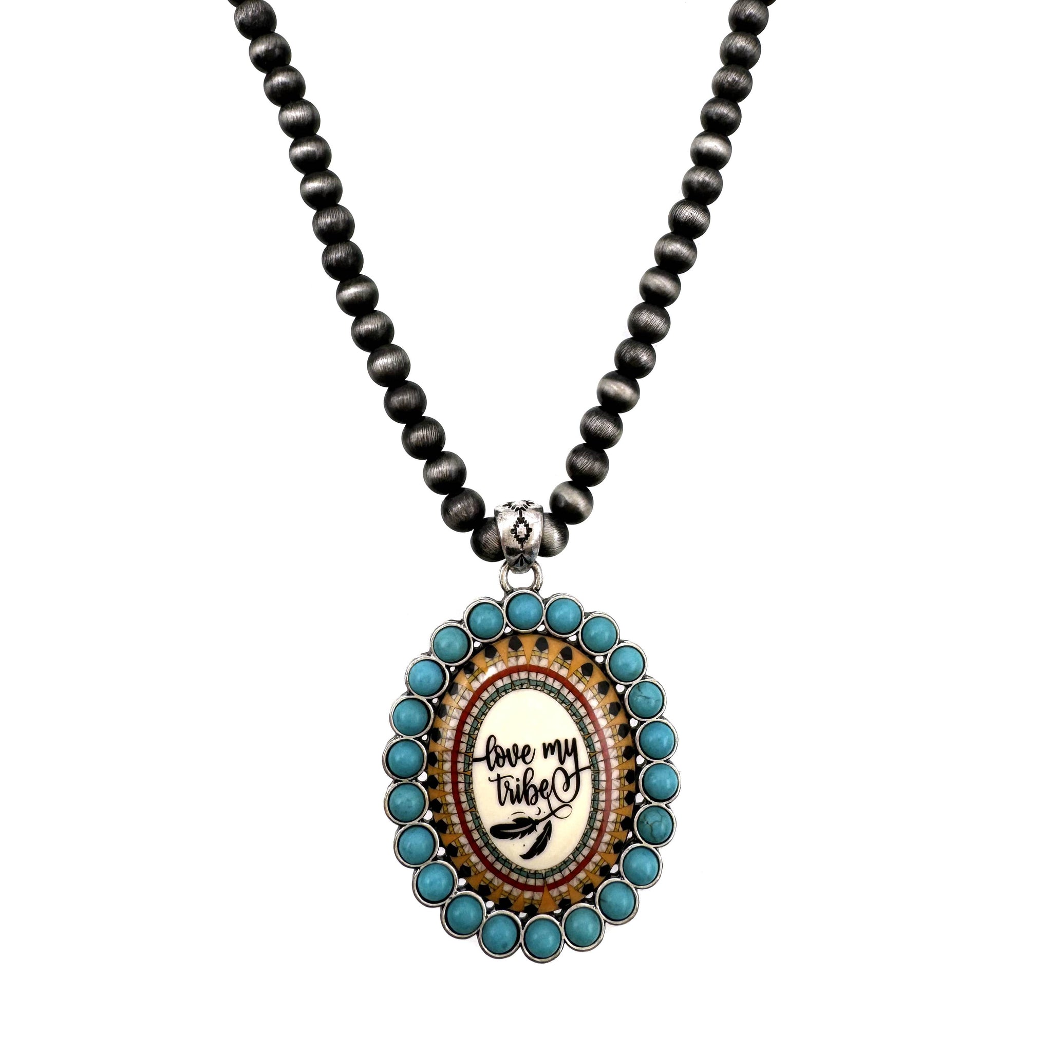 Love My Tribe Cabochon Ornament Navajo Bead Necklace
