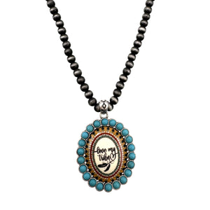 Love My Tribe Cabochon Ornament Navajo Bead Necklace