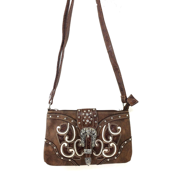 Western Floral Buckle Crossbody Pouch Bag