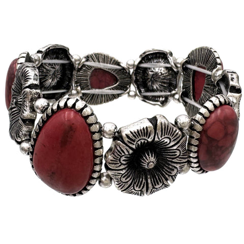 Flower and Stone Pieces Stretch Bracelet