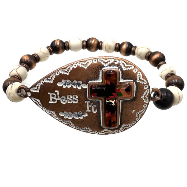 Bless it Navajo Art Cross Beaded Bracelet