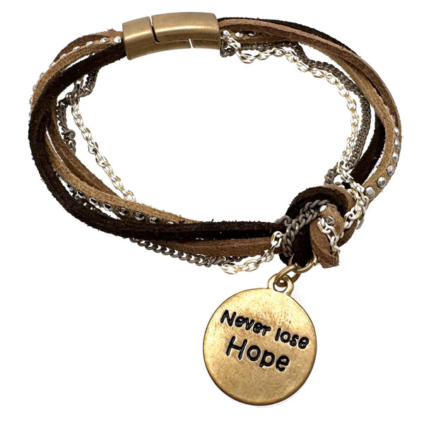 Never Lose Hope Charms Cute Suede Bracelet