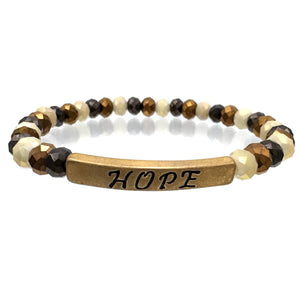 Hope Gold Beige Black Crystal Beaded Bracelet
