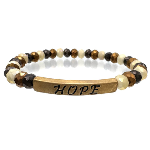 Hope Gold Beige Black Crystal Beaded Bracelet