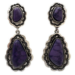 Western Cabochon Stone Metal Earrings