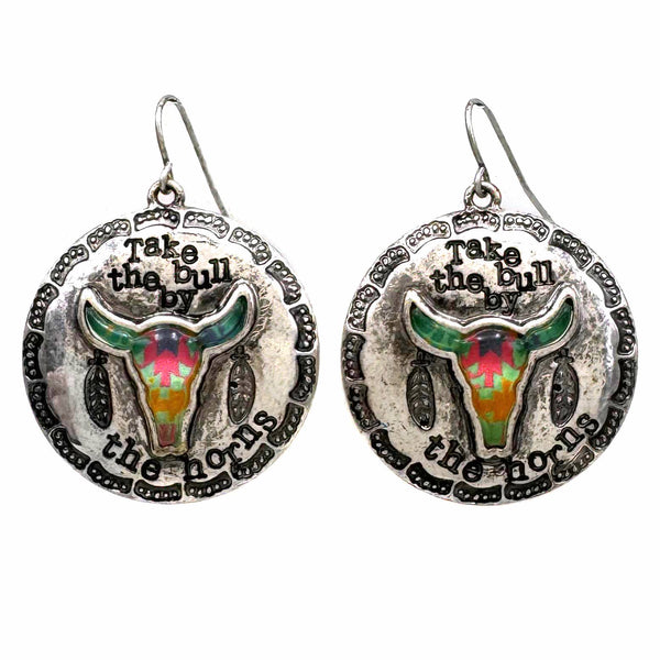 Take the Bulls by the Horns Longhorn Metal Earrings